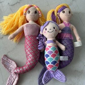 Mermaid Plush Doll Set - Pink, Purple, and Multicolor
